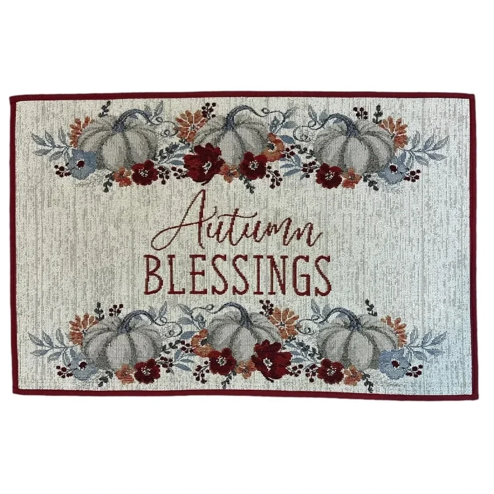 Fall Thanksgiving Decorative Entry Rug Autumn Blessings 20 x 30.5